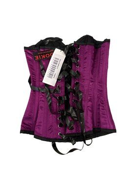 Purple Kookie San Francisco Steel Boned Corset Satin Ribbon Lace-Up Back Size S